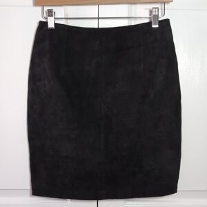Vintage Forenza Black Nubuck Leather Mini Skirt Grunge 80s 90s Goth Indie